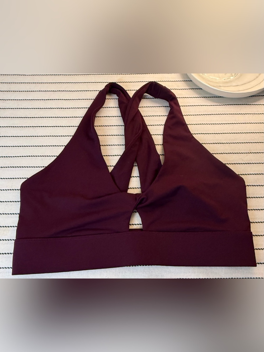 Fabletics Burgundy Crisscross Sports Bra